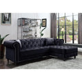 Acme Adnelis Sectional Sofa with 2 Pillows in Black Velvet
