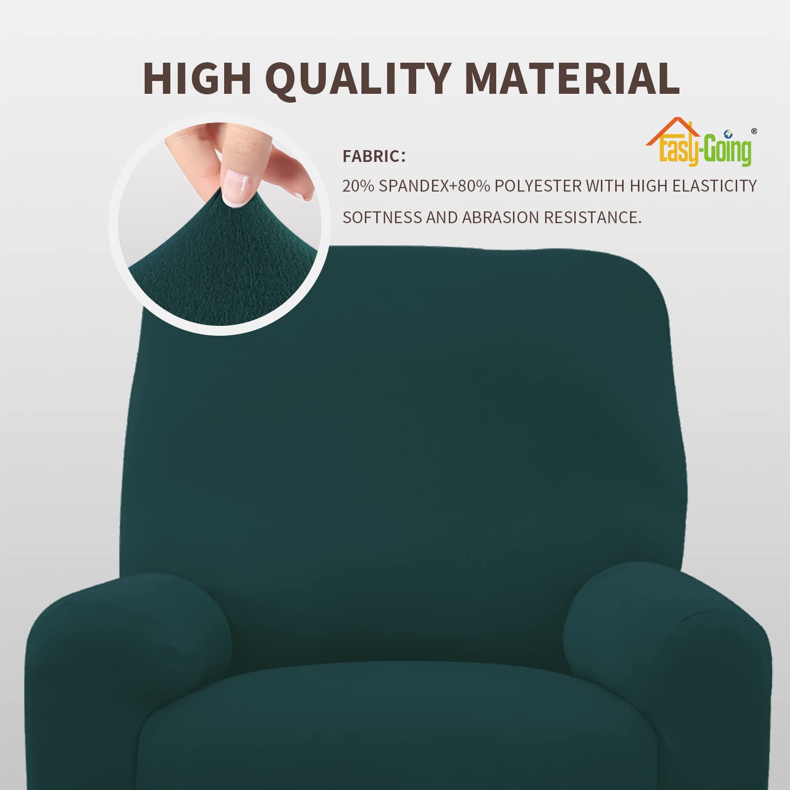 Easy-Going 4 Pieces Microfiber Stretch Recliner Slipcover – Spandex Soft Fitted Sofa Couch Cover, Washable Furniture Protector With Elastic Bottom For Kids, Pet(Recliner, Deep Teal)