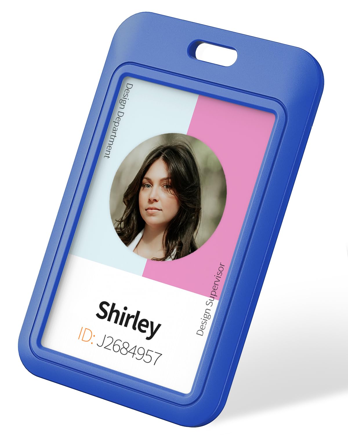 Uniclife 10 Pack Sliding Id Badge Holder Vertical Hard Plastic Case With Clear Window Blue Card Protector Pouch For Office Schoo