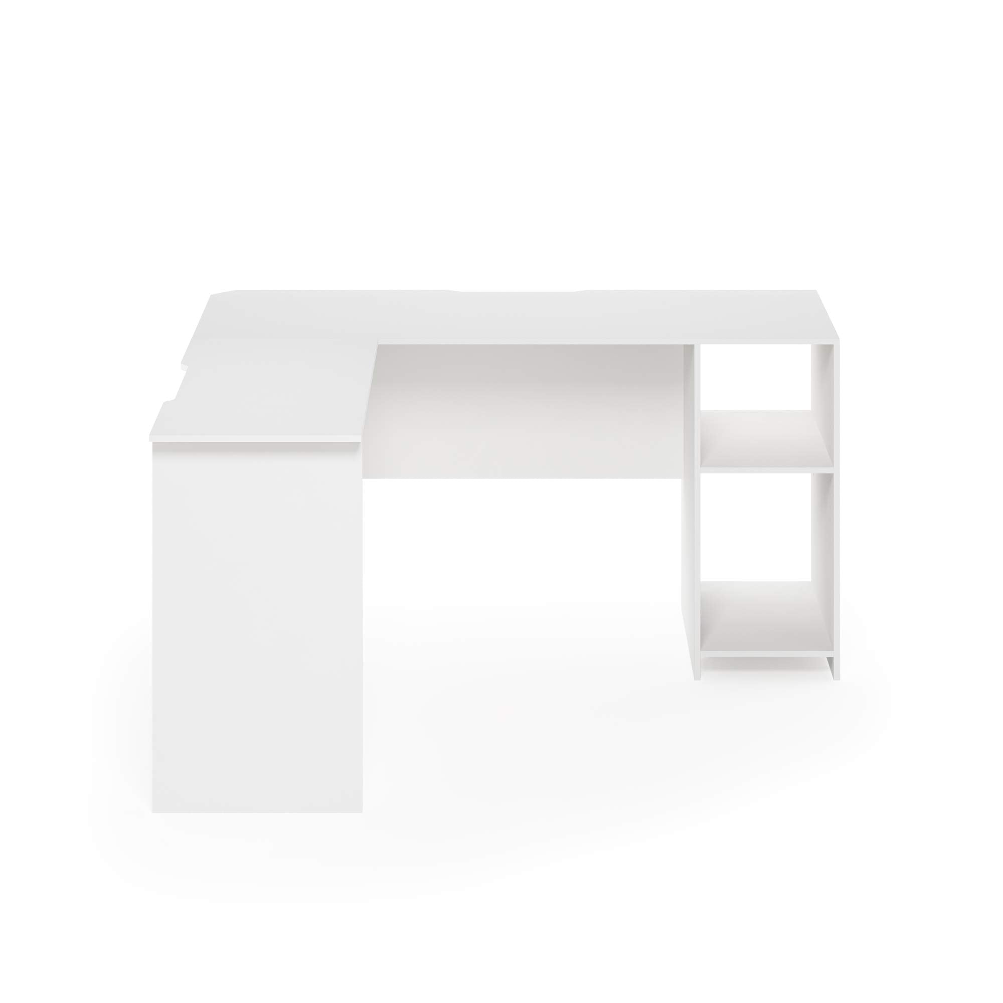 Furinno Indo L-Shaped Computer Desk With Bookshelf, White