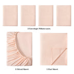 Bysure 6 Pieces Bed Sheets Set(King, Peach) - Hotel Luxury Super Soft 1800 Thread Count 100% Microfiber Sheets With Deep Pockets
