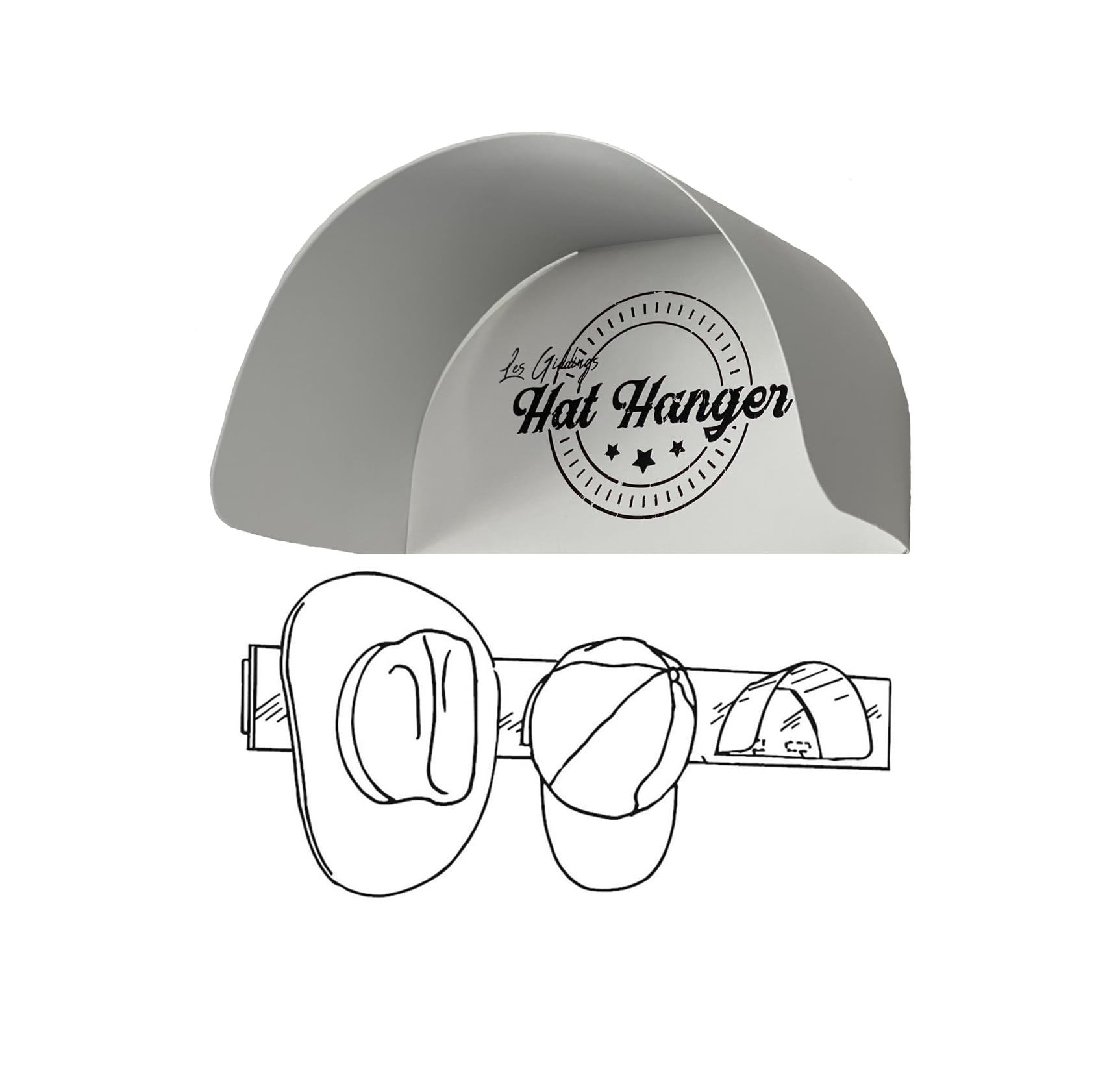 Hat Hanger White 10 Pack - Unique Hidden Design for Baseball, Cowboy, Fedoras Hats