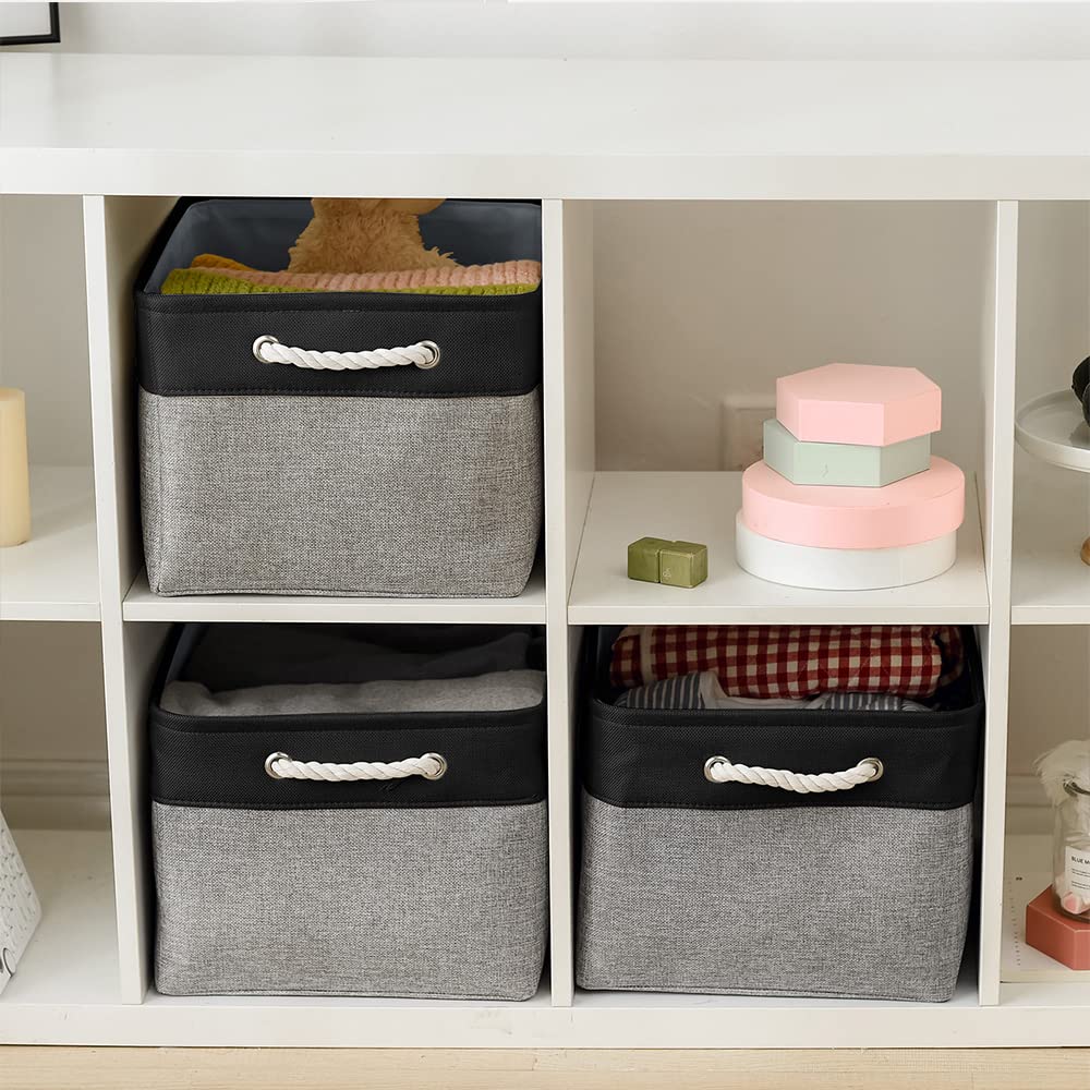 Thewarmhome Organization And Storage Basket For Organizing - 17X14X10 Inch Large 3 Pack Collapsible Storage Bin For Shelves, Fab