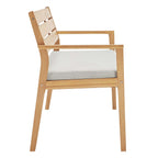 Modway Viewscape Outdoor Patio Ash Wood Loveseat With Natural Taupe Cushions