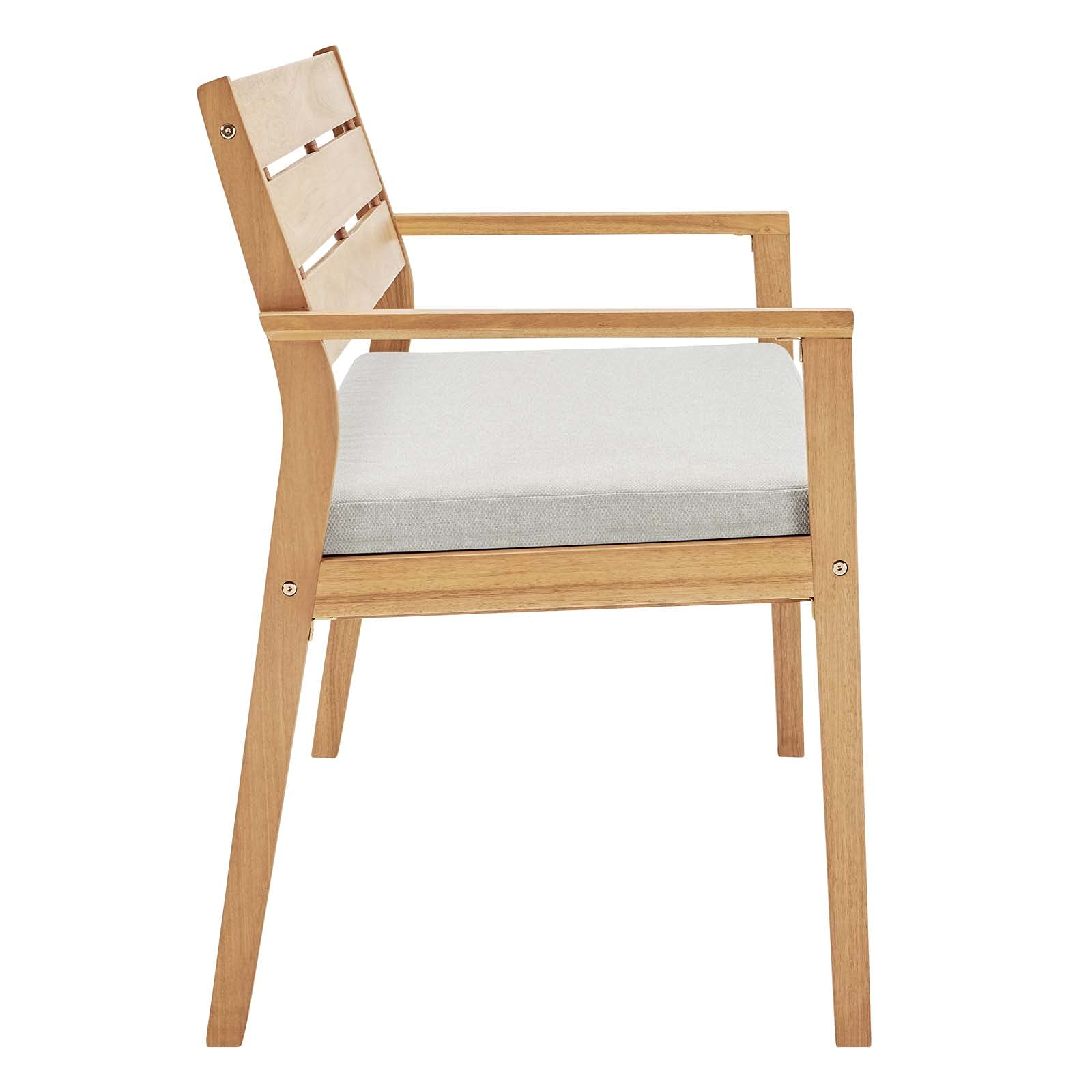 Modway Viewscape Outdoor Patio Ash Wood Loveseat With Natural Taupe Cushions