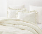 Chezmoi Collection Nora 3-Piece Ruffled Edge Trim Soft Washed Microfiber Comforter Set (King, Ivory)