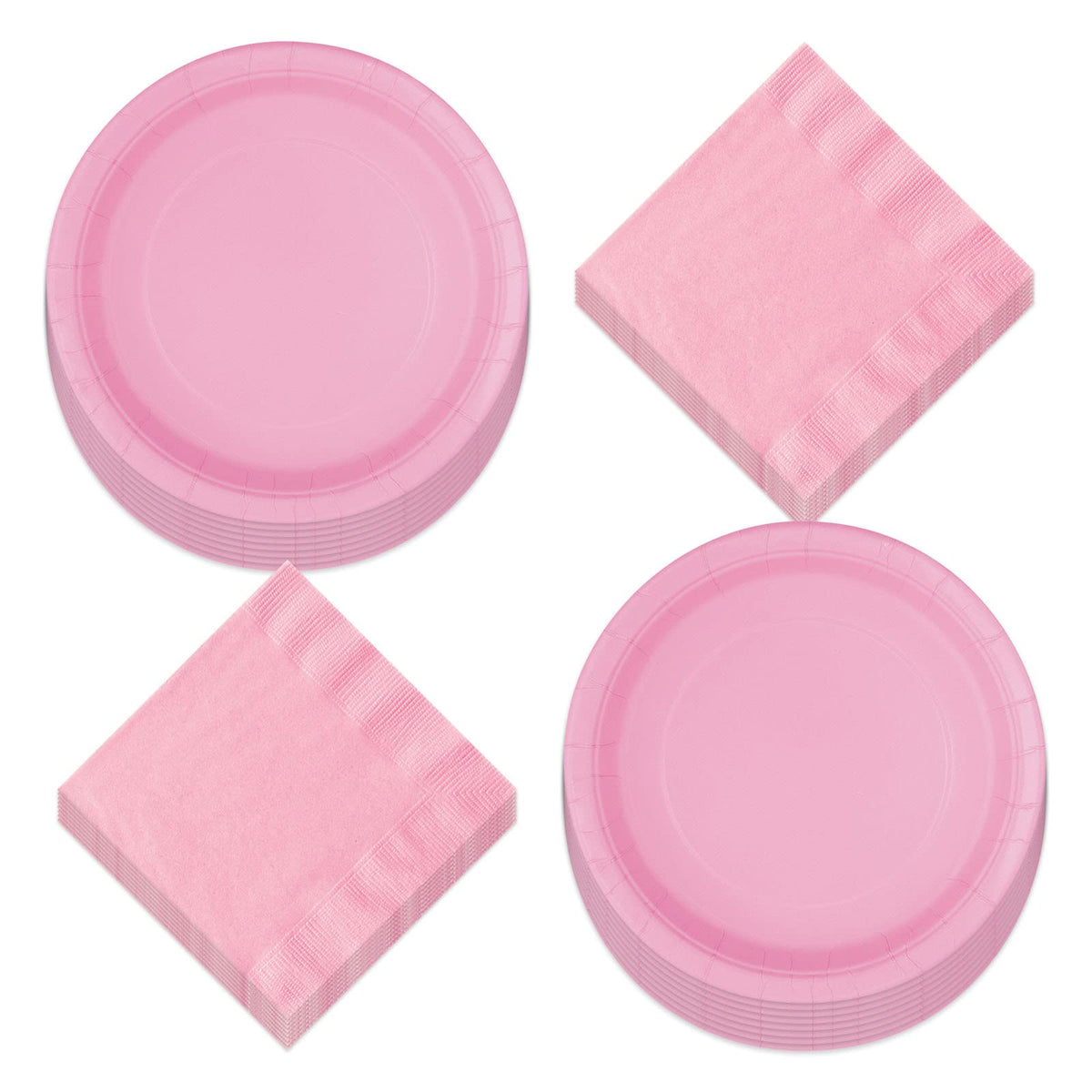Solid Lovely Pink Paper Dinner Plates and Luncheon Napkins - Pretty Light Pink Party Supplies For Birthdays, Showers, Spring Par
