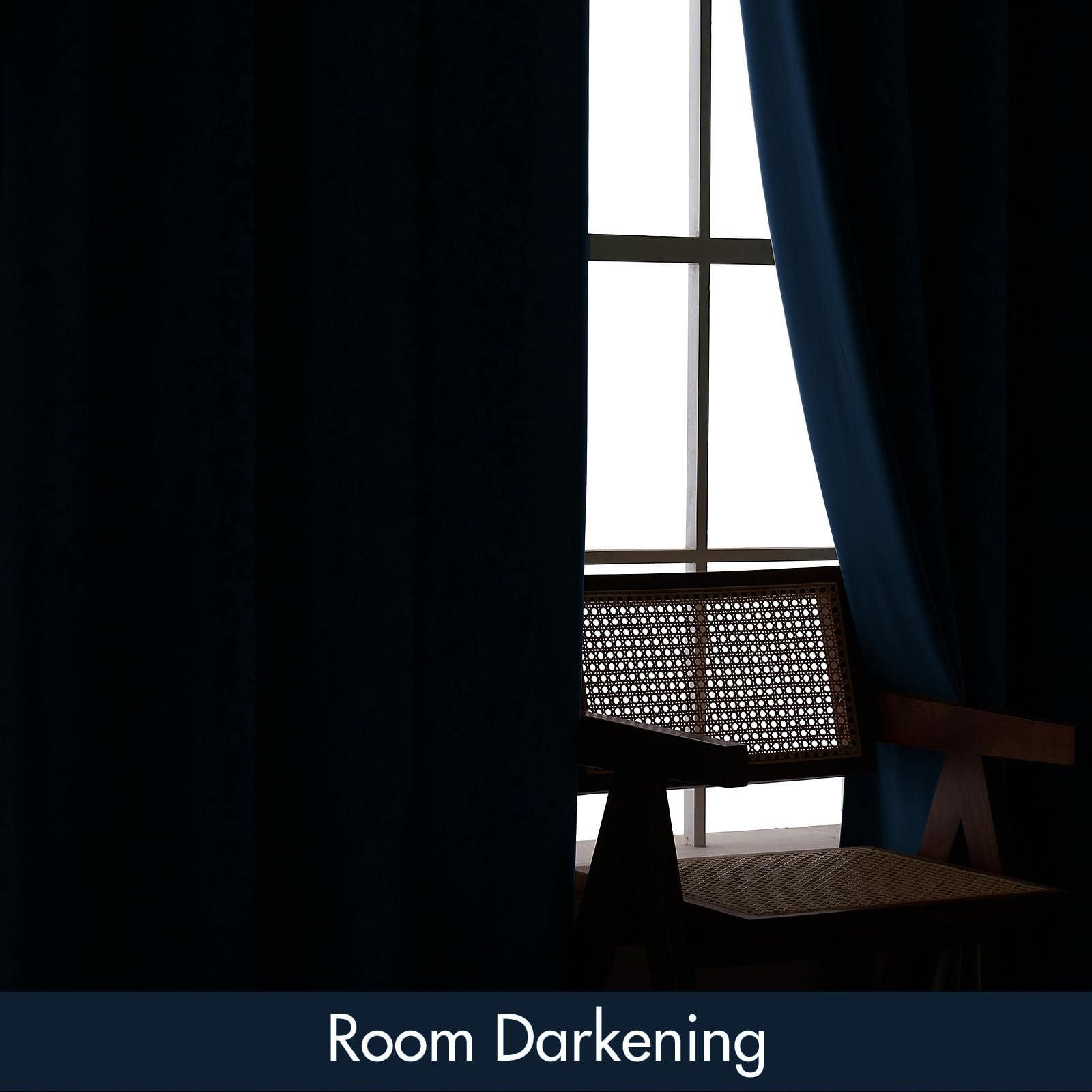 Miulee Velvet Blackout Curtains Navy Blue Thermal Insulated Drapes For Bedroom Living Room Darkening 84 Inches Long Curtains Panels Rod Pocket Set Of 2