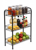 Decohub 3Tier Metal Storage Rack, Kitchen & Bathroom Shelf Stand, (Black)