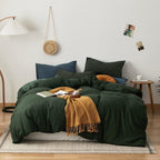 AMWAN Dark Green Duvet Cover 100% Jersey Knit Cotton Duvet Cover King Olive Green Comforter Cover Luxury Soft T Shirt Cotton Bed