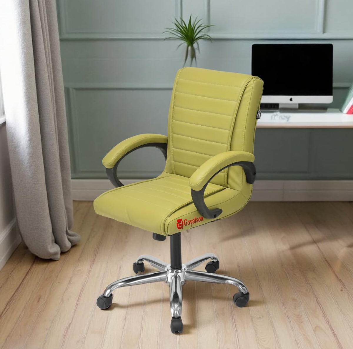 Goyalson Ergonomic Revolving Office Home Swivel Desk Chair With Adjustable Height Smooth Moving (1, Green, Standard)
