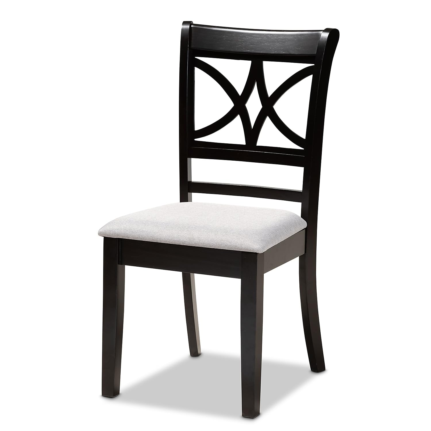 Baxton Studio Clarke Modern Fabric Dining Chair, Grey and Espresso Brown, 4/Set (166-10759-HiT)
