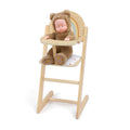 Freniland Wooden Baby Doll High Chair Pretend Play High Chair with Cushion and Feeding,Fits Up to 16 inch Dolls,Baby Doll Furnit