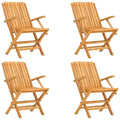 vidaXL Folding Patio Chairs - 4 pcs Set in Solid Teak Wood with Classic Slatted Design and Foldable Function for Easy Storage