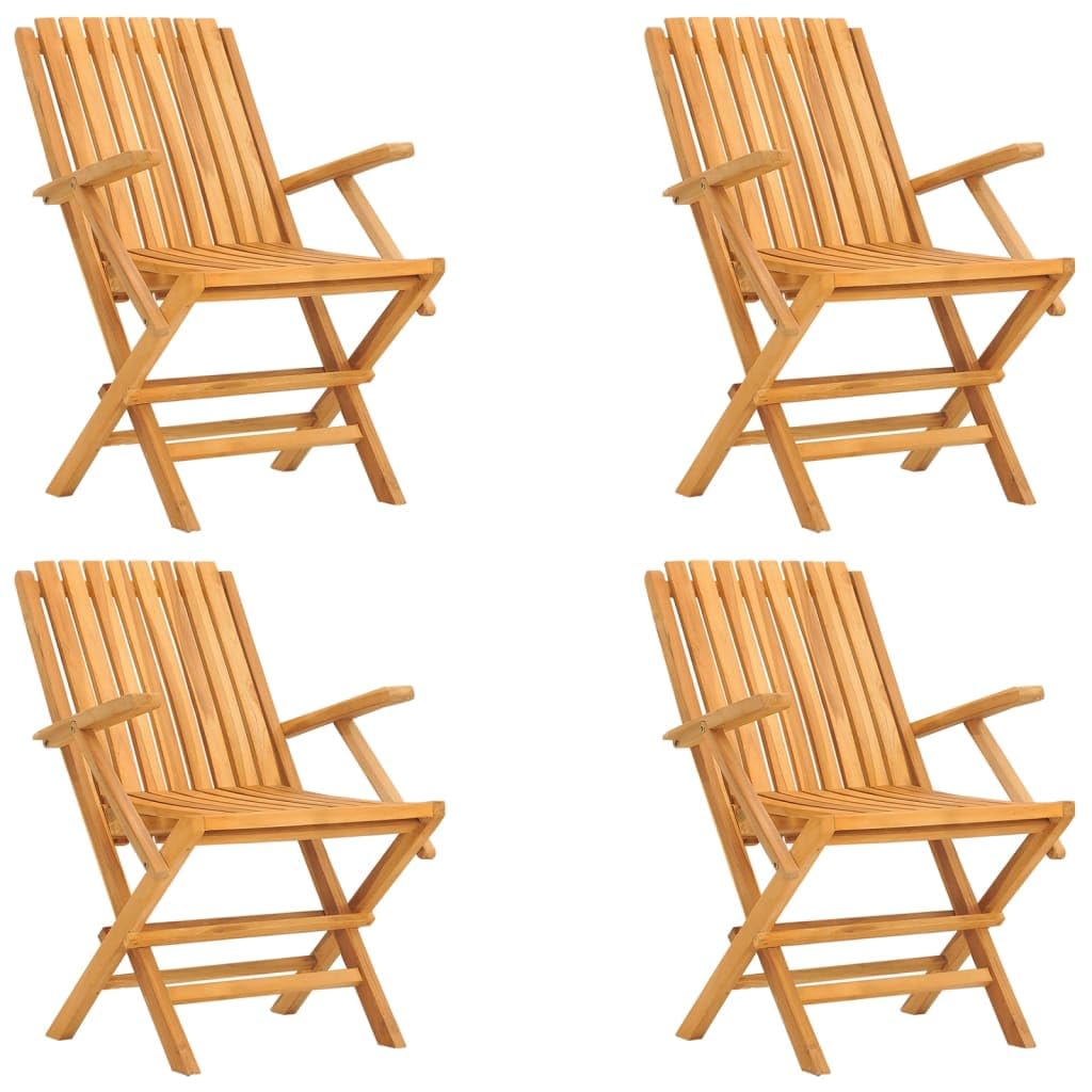 vidaXL Folding Patio Chairs - 4 pcs Set in Solid Teak Wood with Classic Slatted Design and Foldable Function for Easy Storage