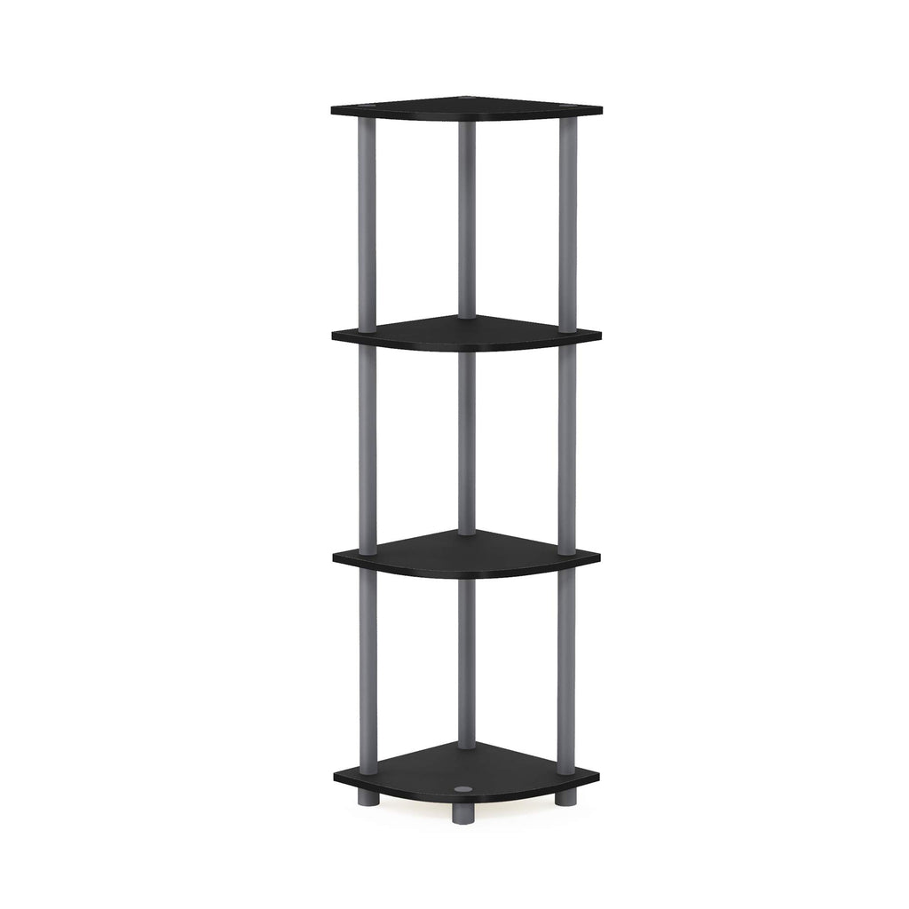 Furinno Turn-N-Tube 4-Tier Corner Display Rack Multipurpose Shelving Unit, Black/Grey