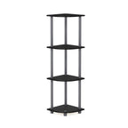 Furinno Turn-N-Tube 4-Tier Corner Display Rack Multipurpose Shelving Unit, Black/Grey