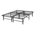 Tool Free Assembly 14' Queen Bed Frame Heavy Duty Foldable Bed Frame Folding Bed Frame With Steel Metal Slats Box Spring Replacement 600Lbs Capacity Platform Bed Queen Bed Frame Size, Black