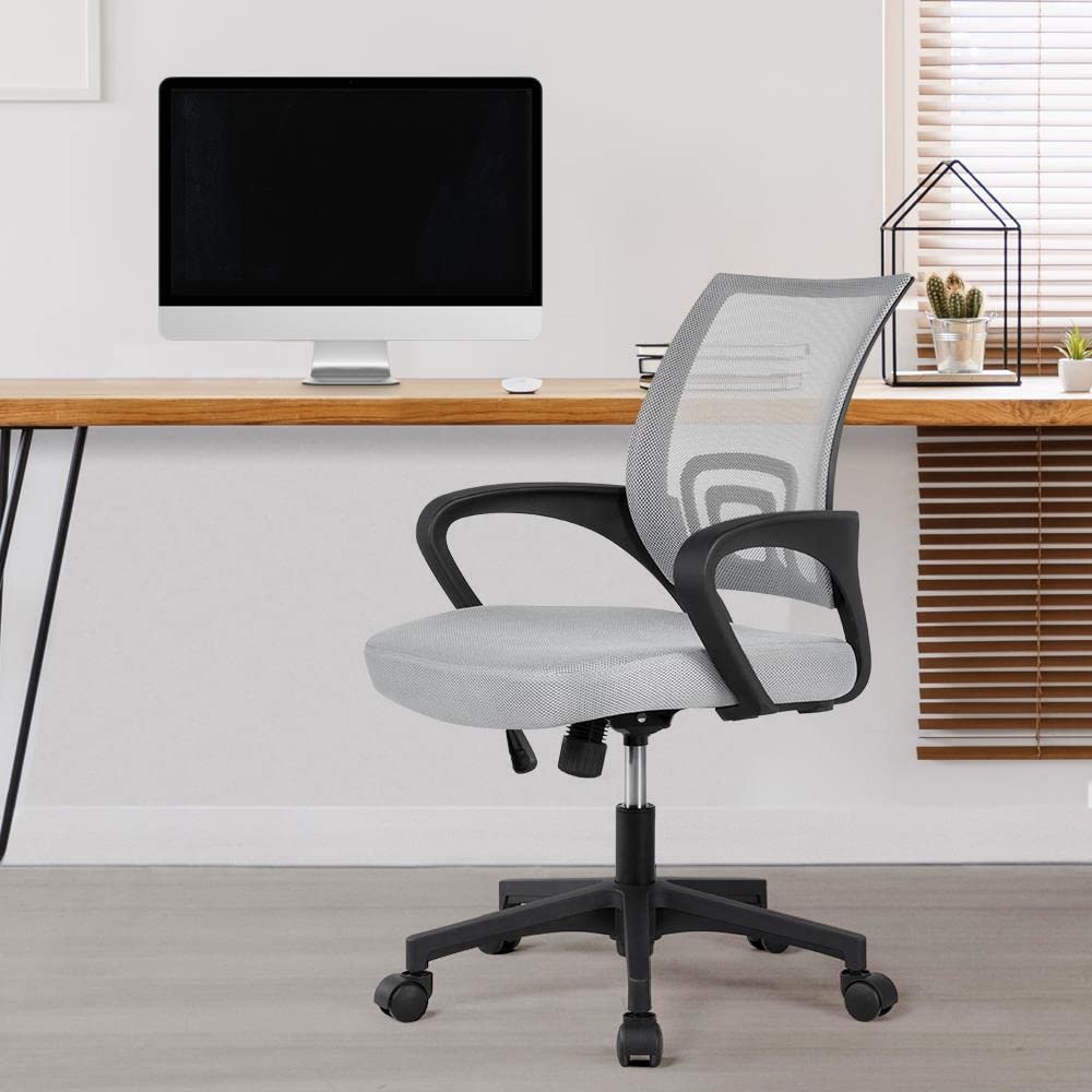 Yaheetech Office Chair Desk Chair Ergonomic Mesh Computer Chair With Lumbar Support Armrest Executive Rolling Swivel Adjustable Mid Back Task Chair For Women Adults, Grey