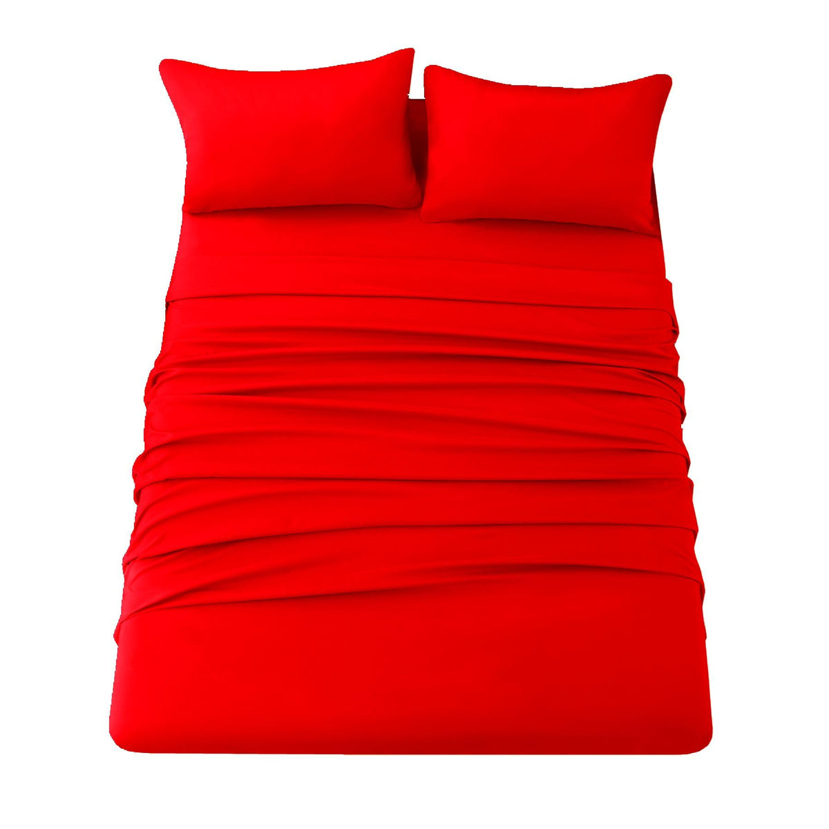 Ghooss Red Full Sheets Extra Soft Bed Sheets Brushed Microfiber 1800 Sheets - Deep Pocket, Wrinkle & Fade Free - 4 Piece-Red,Ful