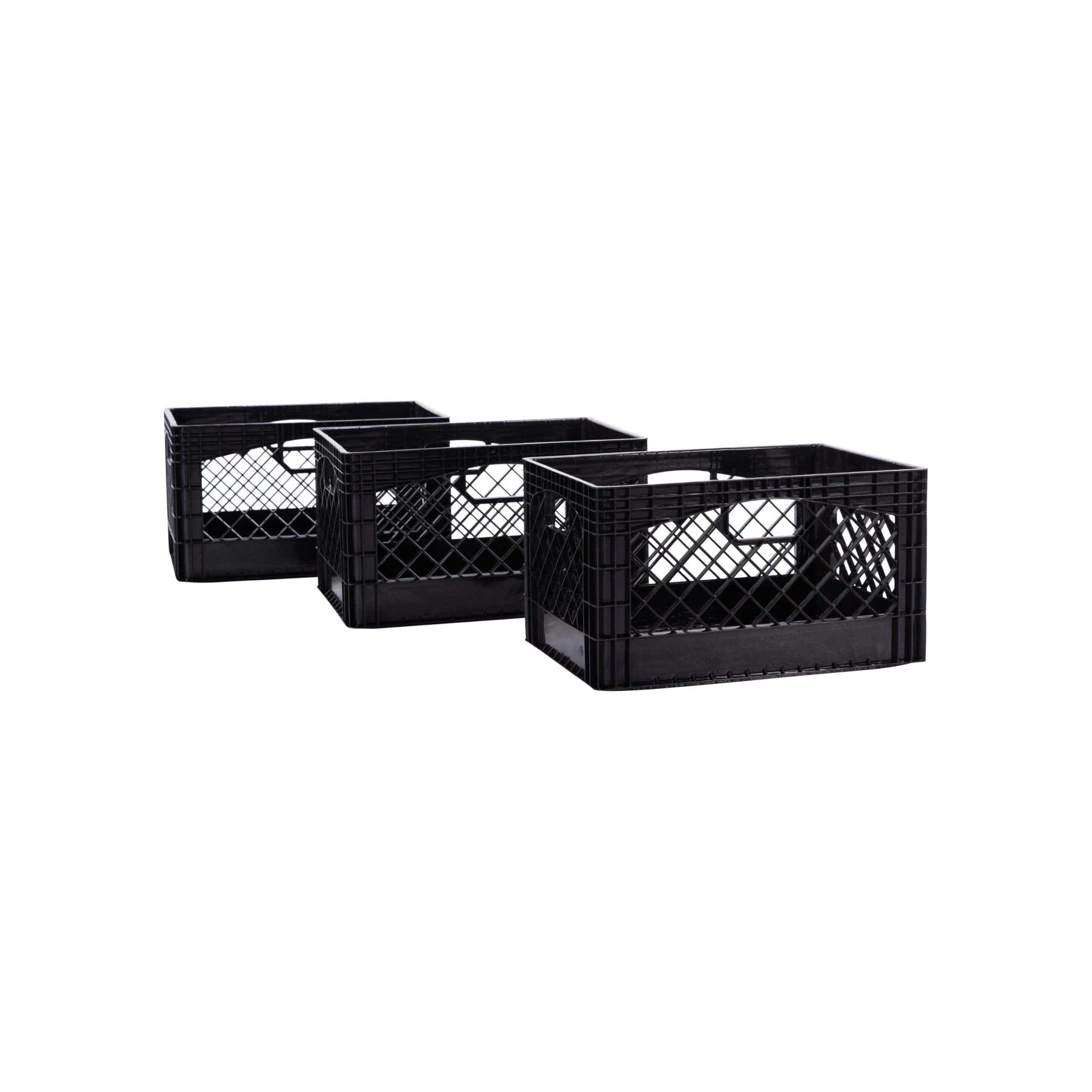 Rectangular Plastic Milk Crate Storage Tote with Handles, 24-Quart Stackable Organizer for Garage, Home, and Office, Made in the