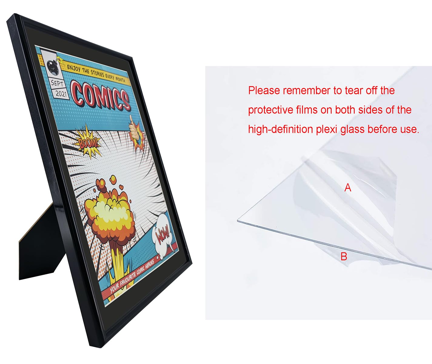 Memory Keeper Comic Book Frame, 8 Pack, Uv Protection,Black Mat, Fits Current Comics Up To 6 3/4'' X 10 1/4'', Wall Or Tabletop