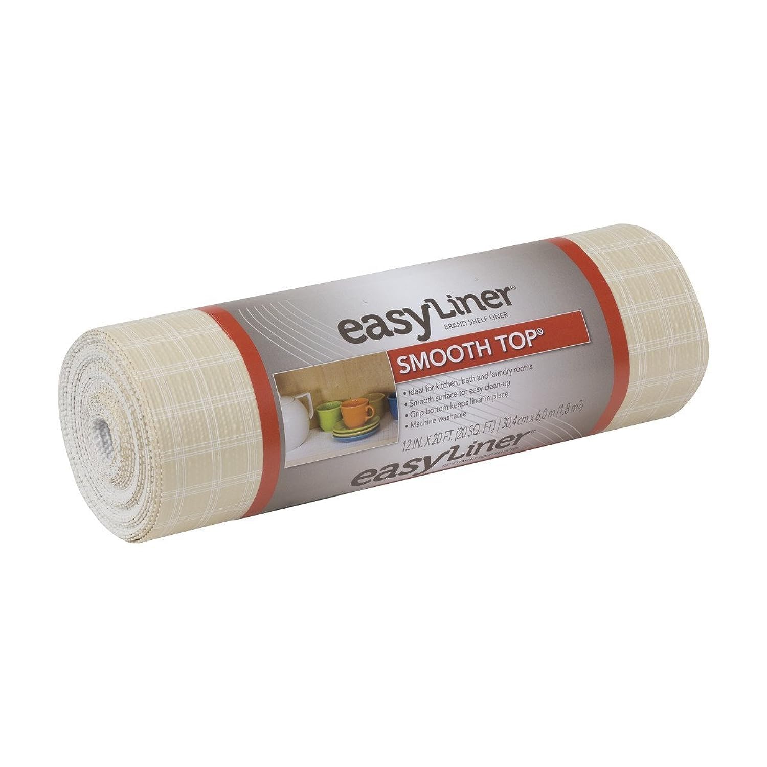 Duck Smooth Top EasyLiner, 12-inch x 20 Feet, Plaid Sandstone