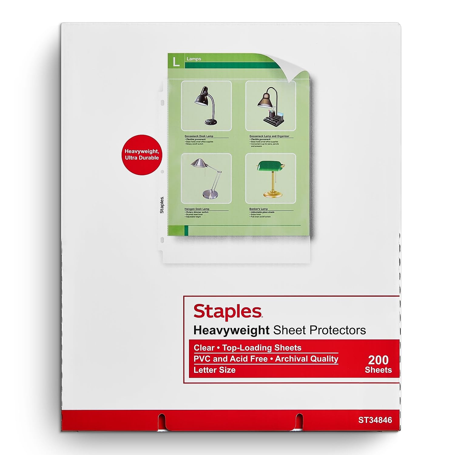 Staples 612997 Heavyweight Presentation Sheet Protectors, 200/Pk