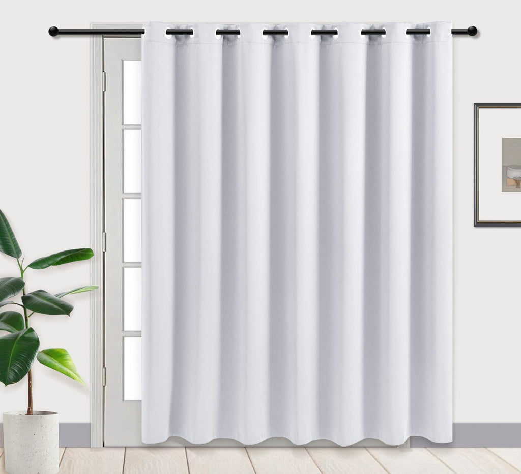 Pi Blackout Sliding Door Curtains 84 Inches Long,Grommet Thermal Insulated Room Divider Door Curtains Window Treatment For Living Room/Bedroom/French Door/Patio/Home Decoration(White,W100Xl84)
