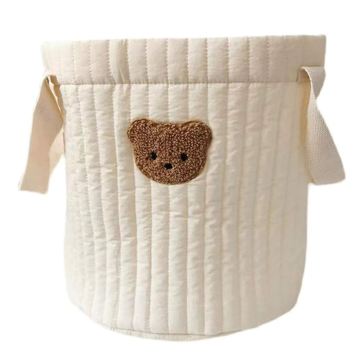 Yovslop Bear Storage Bucket Beige Cotton Basket Diaper Bag Large Capacity Bin for Home Nursery Room