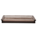 Pure Home + Living Multipurpose Rectangular Brown Diamond Texture Glass Tray | Home Table Decoration, Makeup Organizer, Vanity T