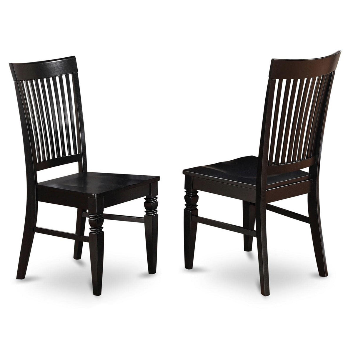 East West Furniture SHWE3-BLK-W 3 Piece Kitchen Table & Chairs Set Contains a Round Dining Room Table with Pedestal and 2 Dining Room Chairs, 42x42 Inch, Black