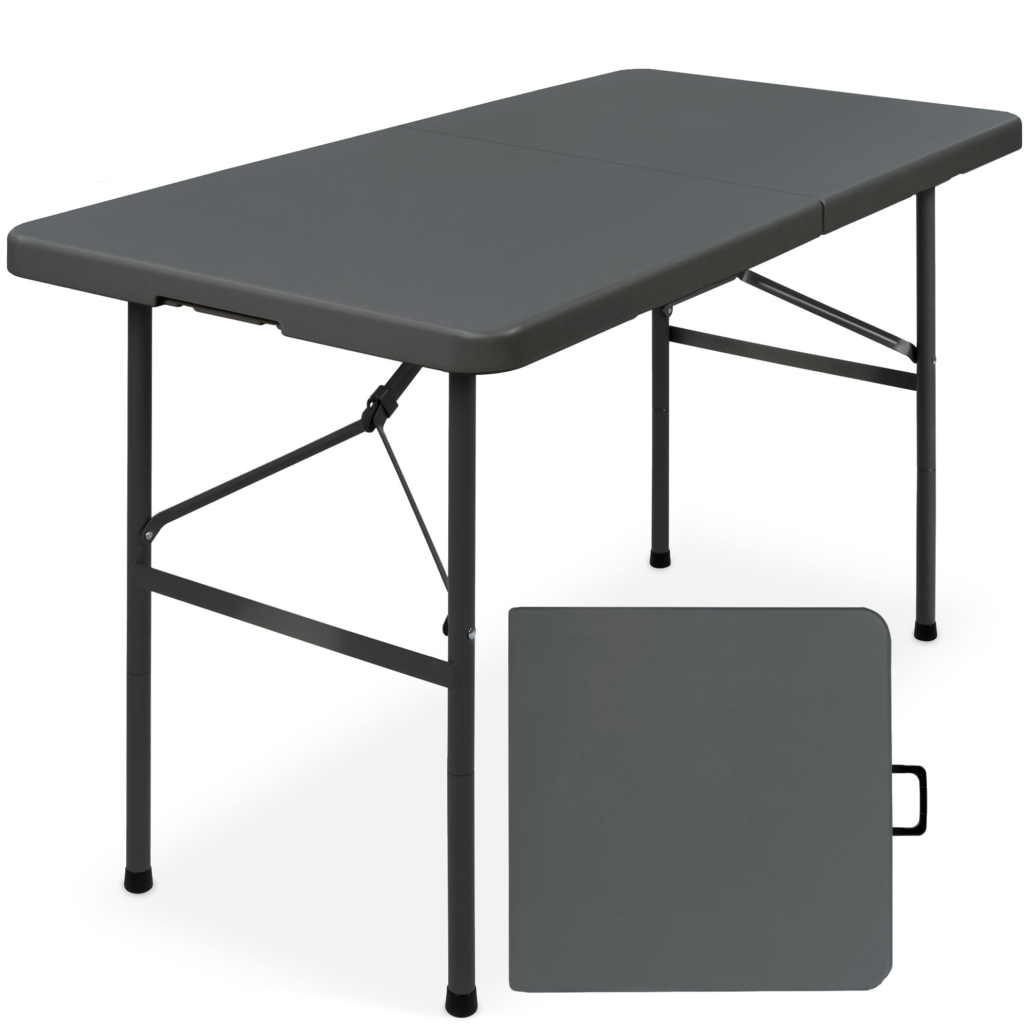 Best Choice Products 4ft Plastic Folding Table, Indoor Outdoor Heavy Duty Portable w/Handle, Lock for Picnic, Party, Camping - D