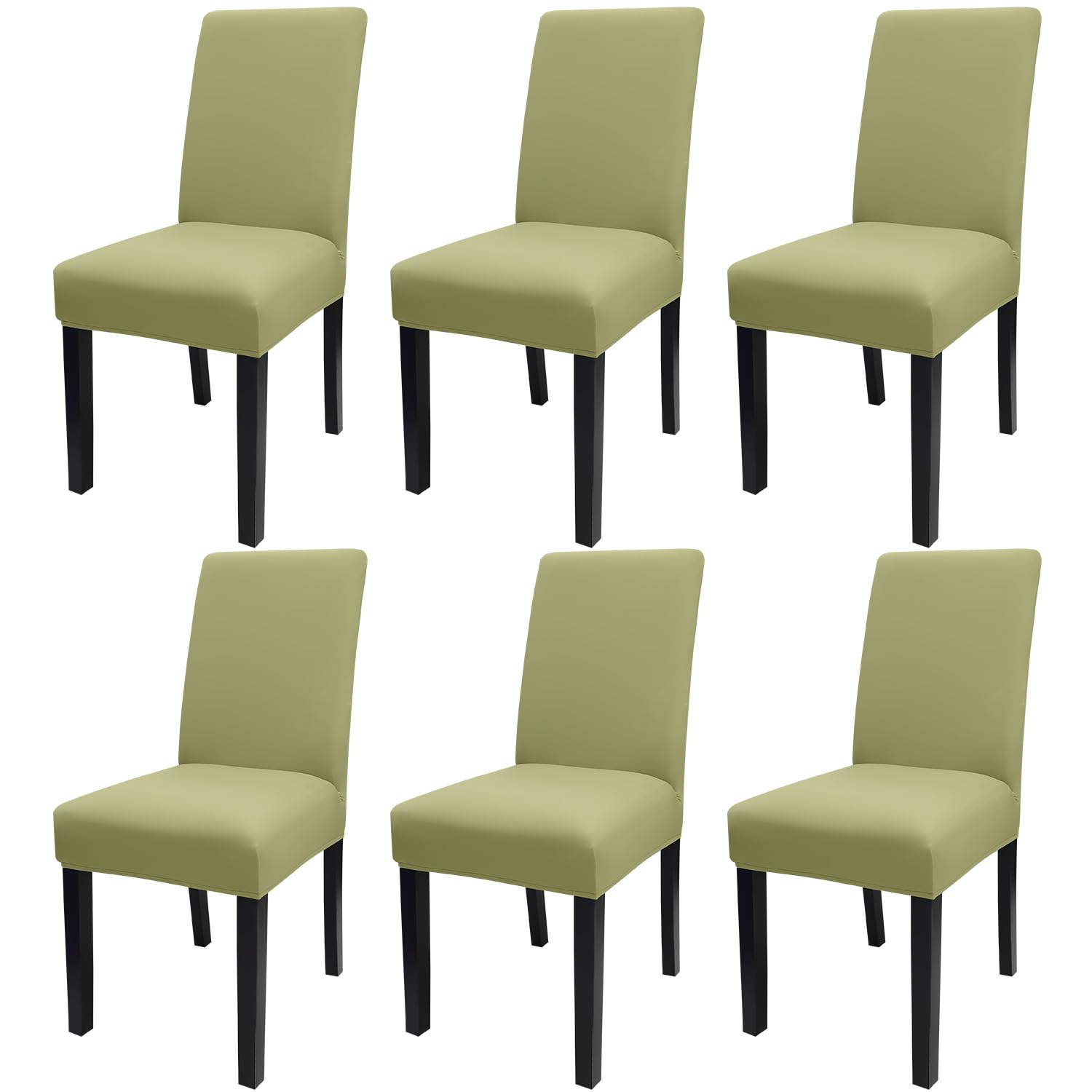Jqinhome Sage Green Chair Covers For Dining Room Set Of 6, High Stretch Removable Washable Parsons Chair Slipcover For Home Party Hotel Wedding Ceremony (6Pcs,Sage Green)