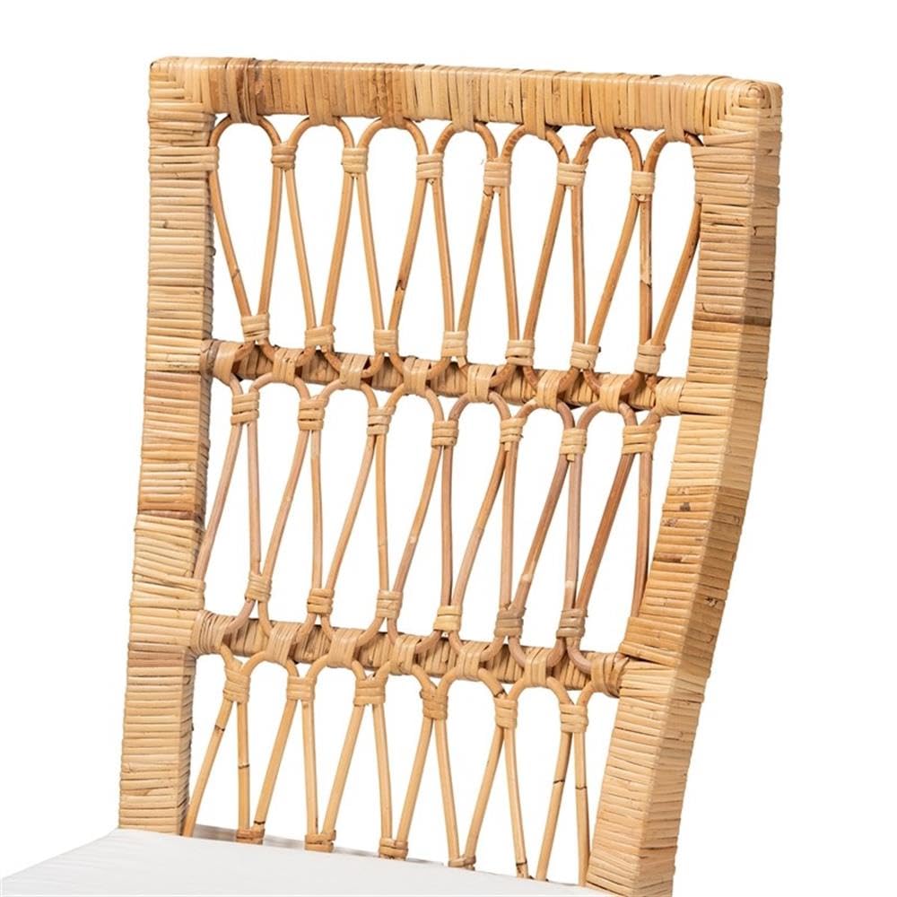 Baxton Studio Sullivan Modern Natural Brown Rattan 2-Piece Dining Chair Set
