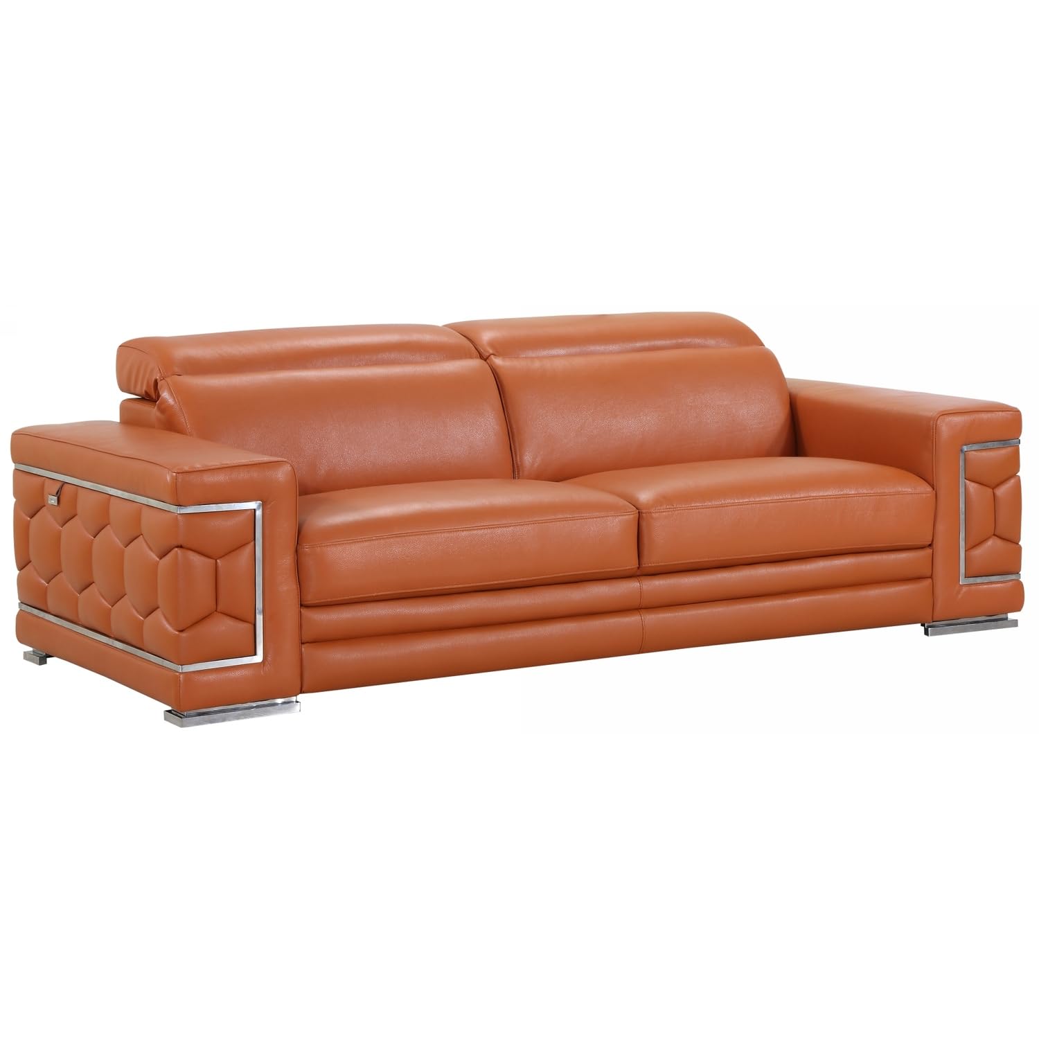 HomeRoots 89 Sturdy Camel Leather Sofa