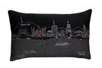 HomeRoots Grey 24' Black Los Angeles Nighttime Skyline Lumbar Decorative Pillow