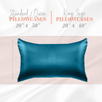 Elegant Comfort Silky And Luxurious 2-Piece Satin Pillowcase Set For Healthier Skin And Hair, Hidden Zipper Closure And Beautifully Packaged, Satin Pillowcase Set, Standard/Queen, Turquoise