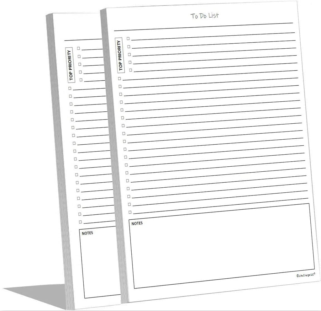 To Do List Notepads (2 Pack, 50 Pages Each) Planner Pads. Todo Checklist W/Priority & Note Sections. Organize & Track Projects,