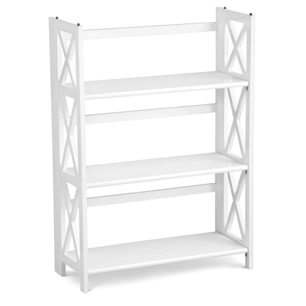 Casual Home Montego 3-Shelf White Fold Bookcase, 27.5" Wide