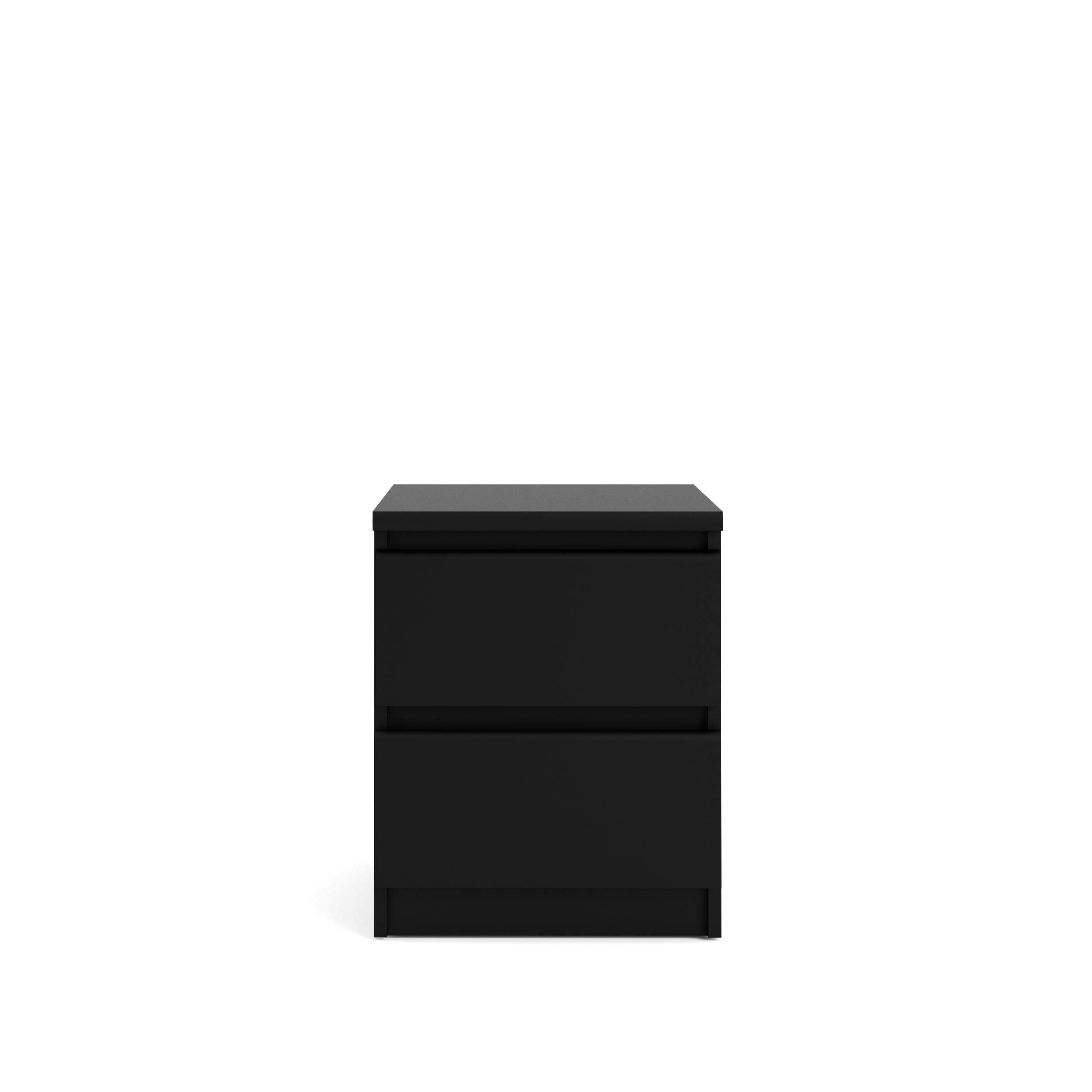 Tvilum, 2 Drawer Nightstand for Bedroom, Handle-free Drawers, Contemporary, Black