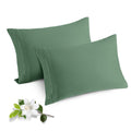 Horbaunal 2 Pack Microfiber Pillowcases King Size Green Bed Pillow Cases with Envelope Closure, 1800 Thread Count Soft & Shrinka