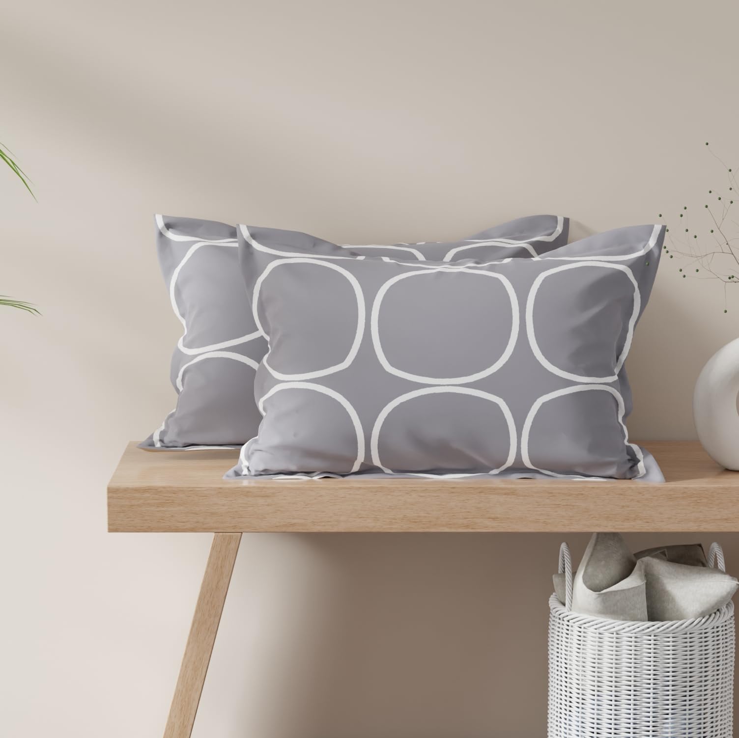 Huesland By Ahmedabad Cotton 144 Tc Cotton Pillow Cover Set Of 2  Grey