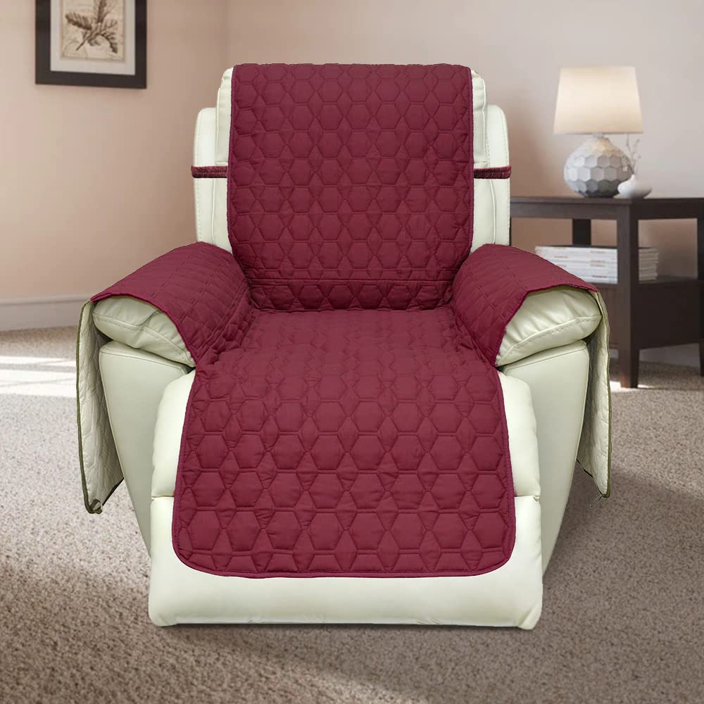 Rbsc Home 30 Inch Recliner Cover - Burdungy 100% Waterproof Anti-Slip Large Recliner Slipcovers For Pets, Dogs, Cats And Kids, W