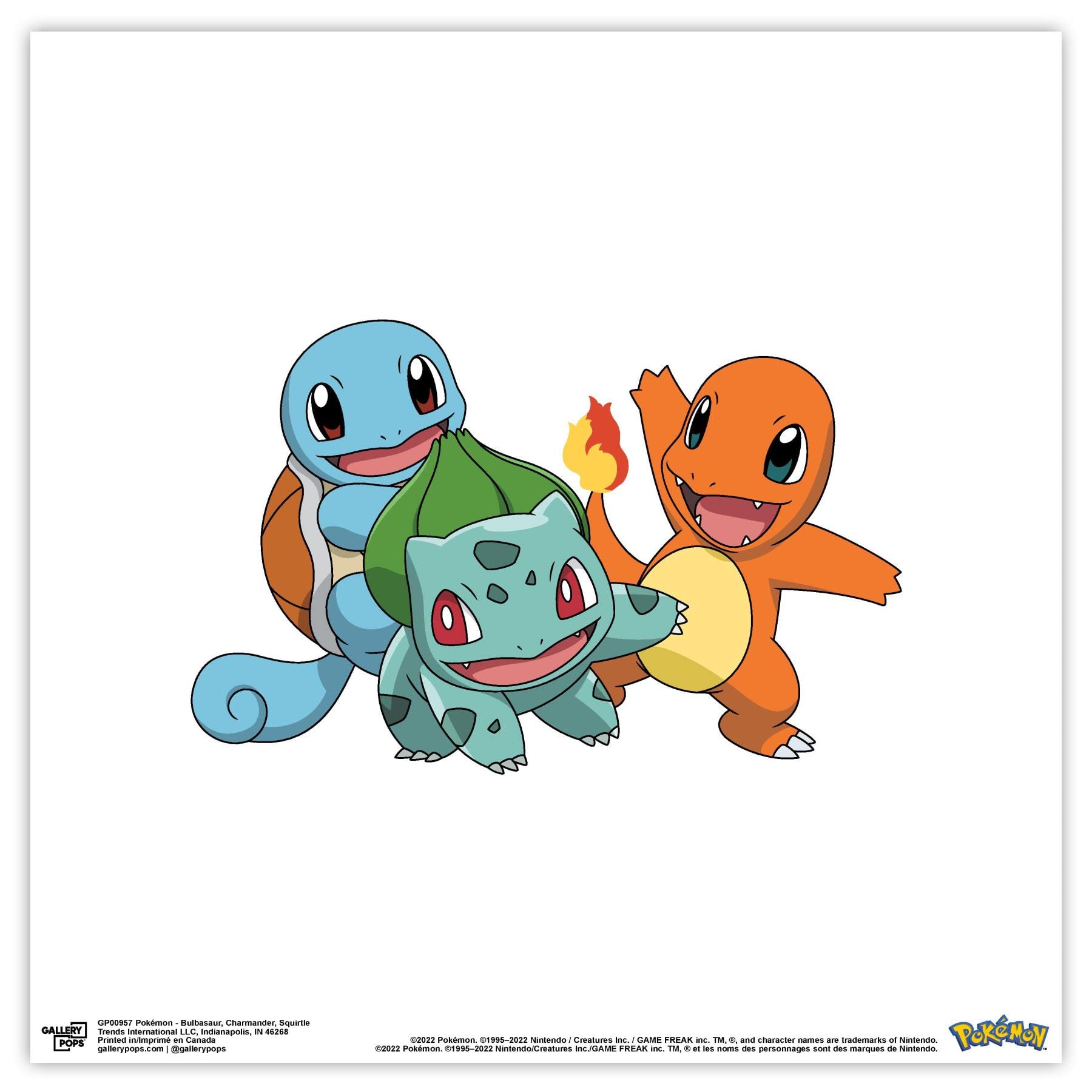 Trends International Gallery Pops Pokemon - Bulbasaur, Charmander, Squirtle Wall Art, Unframed Version, 12 x 12