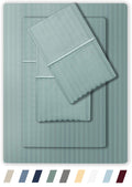 Feather & Stitch 500 Tc Queen Size Damask Bed Sheet Set, 100% Soft Cotton Breathable Bedsheets, 18 ' Deep Pockets Sateen Weave