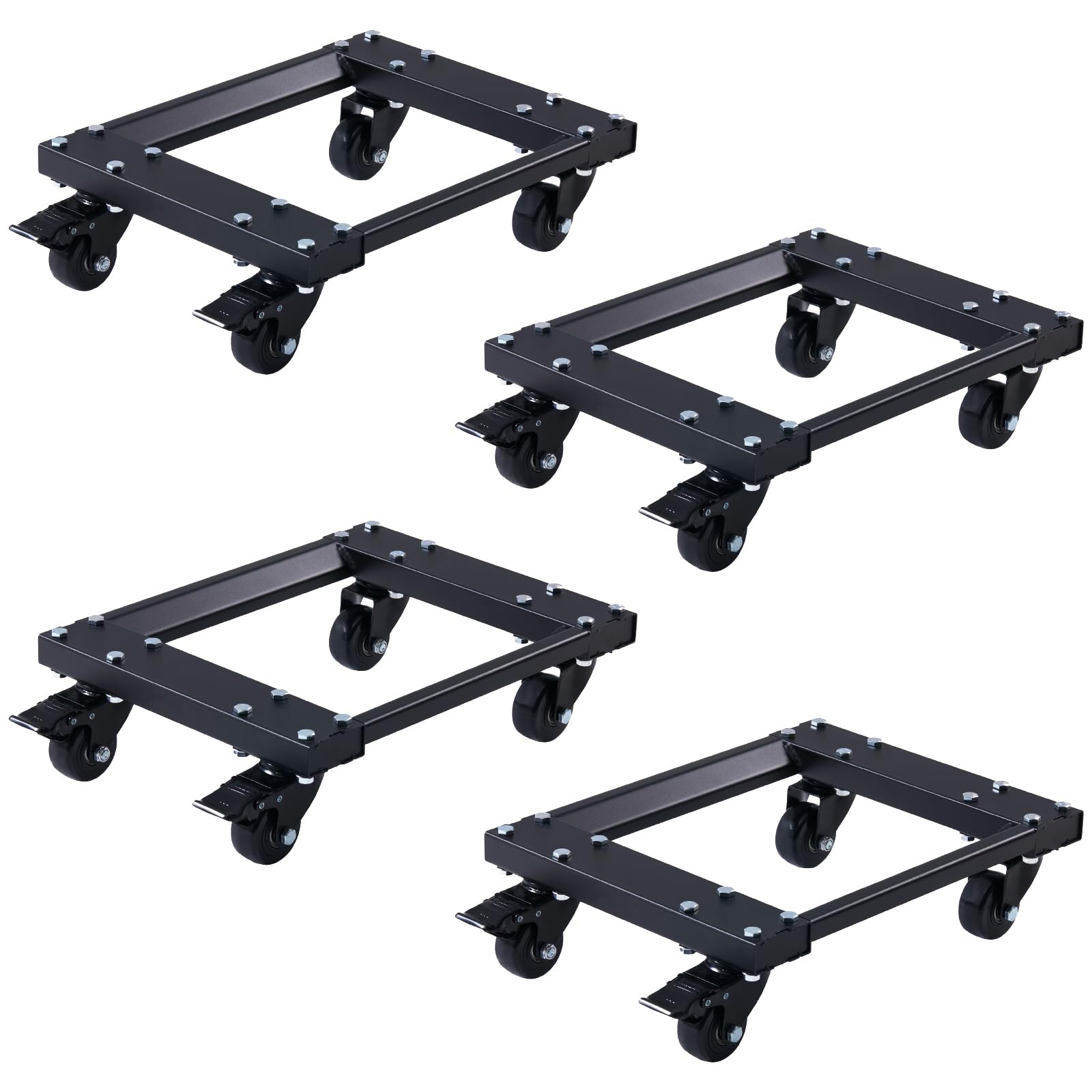 GVGBUK Heavy Car Dolly Set of 4, Heavy Duty Wheel with Brake, Total Weight 6000 LBS, Double ramp Design for Moving Cars, Trucks,
