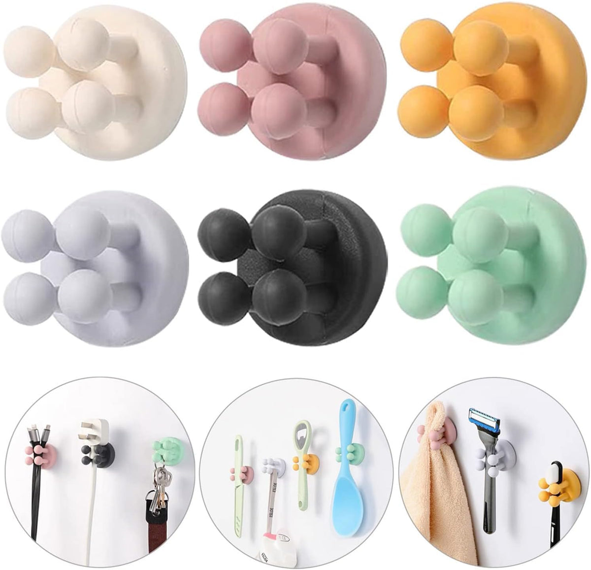 HAEZUR 4Pcs Silicone Toothbrush Holders for Bathrooms  Wall Mounted Shower Razor Holder