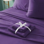 Bysure 6 Pieces Bed Sheets Set(King, Eggplant Purple) - Hotel Luxury Super Soft 1800 Thread Count 100% Microfiber Sheets With De