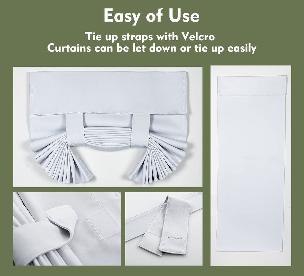 Pi Blackout French Door Curtain,Door Window Shade Privacy Thermal Insulated Long Door Curtain For Glass Door/Sliding Door/Tie Up Shade 1 Panel (W30X80,White)